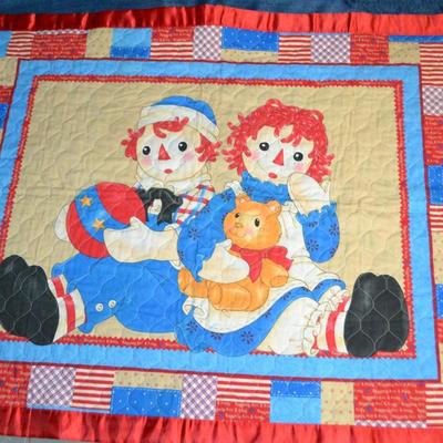 LOT 149. VINTAGE MAGIC MOUNTAIN THROW BLANKET & RAGGEDY ANN & ANDY BLANKET