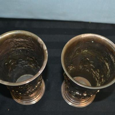 LOT 157 PAIR OF SILVER PLATE TUMBLER CUPS