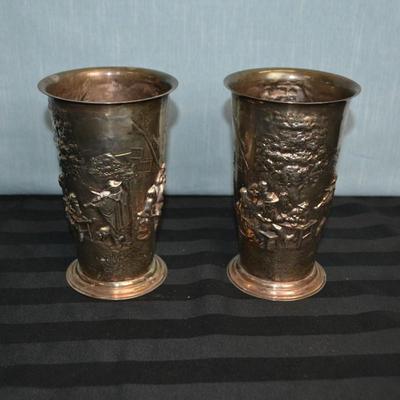 LOT 157 PAIR OF SILVER PLATE TUMBLER CUPS