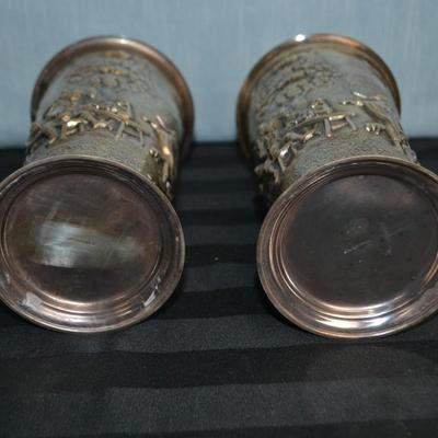 LOT 157 PAIR OF SILVER PLATE TUMBLER CUPS