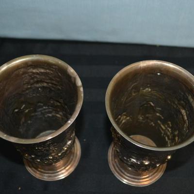 LOT 157 PAIR OF SILVER PLATE TUMBLER CUPS
