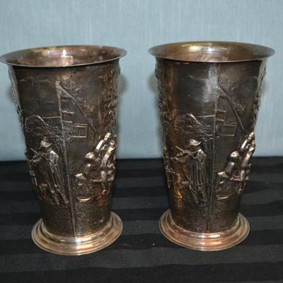 LOT 157 PAIR OF SILVER PLATE TUMBLER CUPS