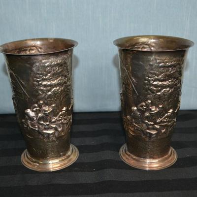 LOT 157 PAIR OF SILVER PLATE TUMBLER CUPS