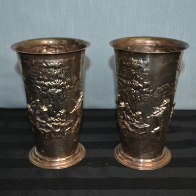 LOT 157 PAIR OF SILVER PLATE TUMBLER CUPS