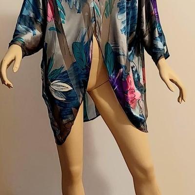 Vtg 1970's  Rare Victoria Secret  100% Silk  Shirt Kaftan metallic vibes