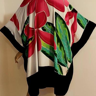 Vtg 1970s Abstract Hand Printed Kaftan dress