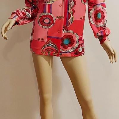 Vtg 1970s Flower Power Button Front Shirt