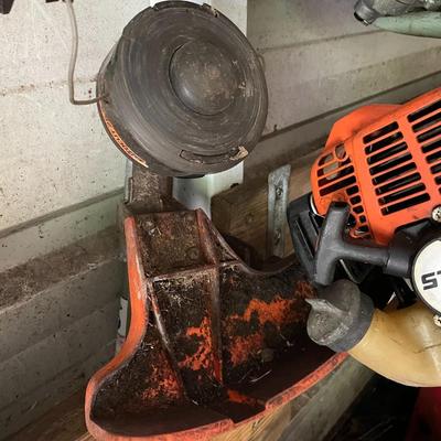 Stihl KM 90 R Pole Saw with Extension, heavy trim blade, Weedeater and Hedge Trimmer Attachments