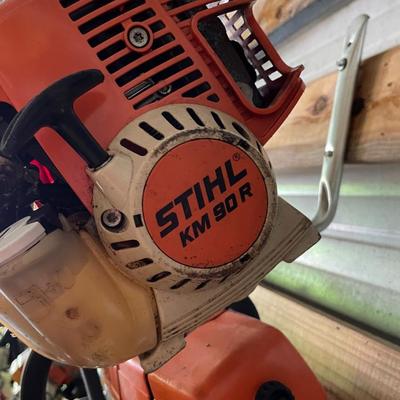 Stihl KM 90 R Pole Saw with Extension, heavy trim blade, Weedeater and Hedge Trimmer Attachments