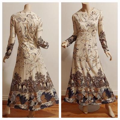 Vtg 1970s  Maxi  Hand printed 2 for one