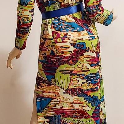 Vtg 1970s  Maxi  Hand printed 2 for one