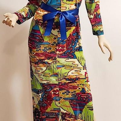 Vtg 1970s  Maxi  Hand printed 2 for one