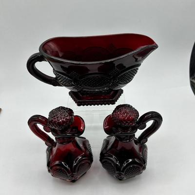 Vintage Avon 1876 Cape Cod Collection Ruby Red Glass Cruet Bottles and ...