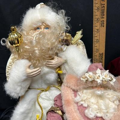 Lot of Four Christmas Holiday Santa Claus Figurine Dolls Tree Toppers Hollow Body