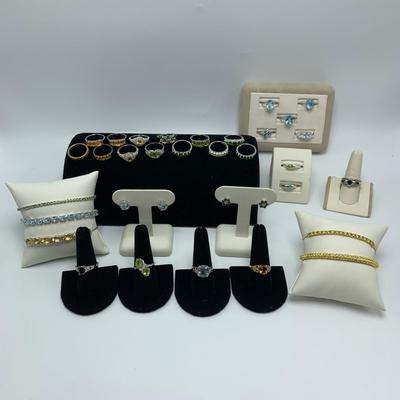 25 Rings & More Jewelry Featuring Green, Blue, & Yellow Gemstones on 14K, 10K, & 925 (B4-HS)