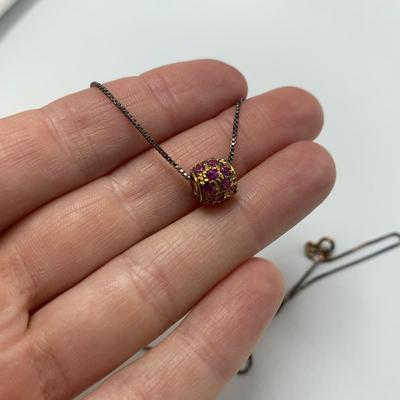 14K & 925 Necklaces with Glitter Ball Pendants (B4-HS)