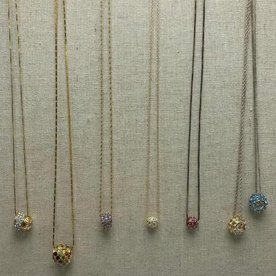 14K & 925 Necklaces with Glitter Ball Pendants (B4-HS)