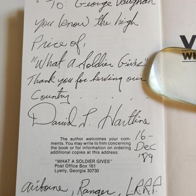 What a Soldier Gives by David Hartline - Autographed