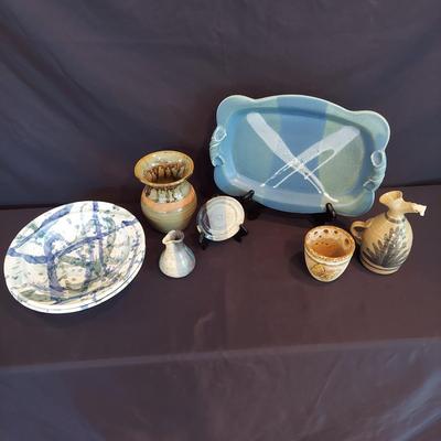 Signed Stoneware Decor and Serving Dishes (DR-BBL)