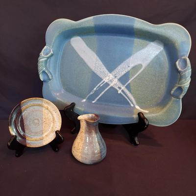 Signed Stoneware Decor and Serving Dishes (DR-BBL)