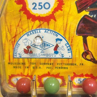 Vintage ATTACK Action Marble Pinball Skill Game Tin Litho from Wolverine Toys War Solider Military Theme