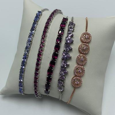 925 Jewelry with Pink and Purple Gemstones (B4-HS)