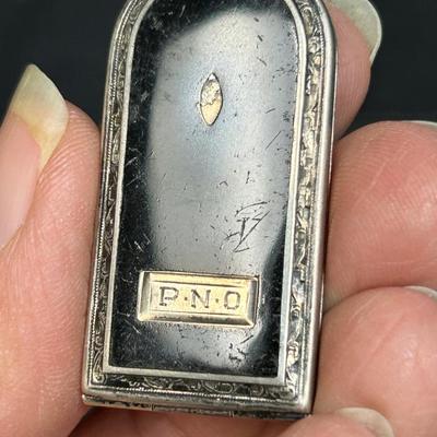 Vintage Monogrammed Jewelry SWANK Money Clip Marathon Sterling Silver Locket Stamp Holder