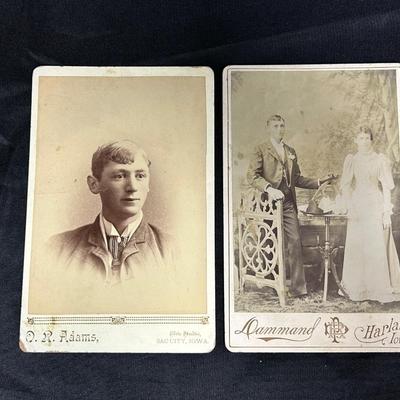 Set of Four Antique Sepia B&W Cabinet Card Photographs Photos