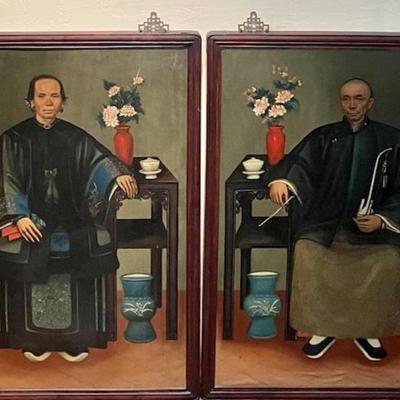 Two Vintage Paintings Of Asian Men