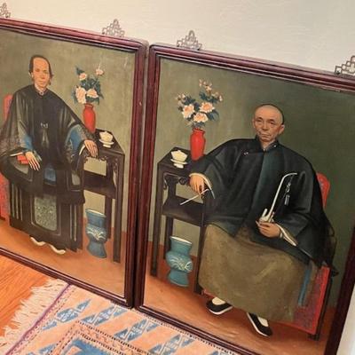Two Vintage Paintings Of Asian Men