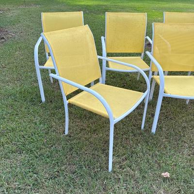 Set of Five (5) Yellow Stacking Chairs