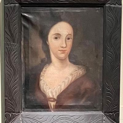 Antique Portrait Of A Woman Oil On Canvas