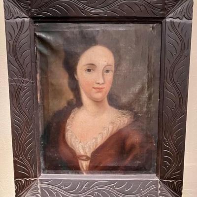 Antique Portrait Of A Woman Oil On Canvas