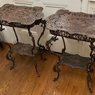 Two Vintage Metal End Tables