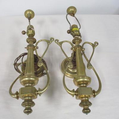 Pair Of Brass Sconce Lamps