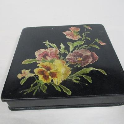 1800's Black Lacquer Hinged Box