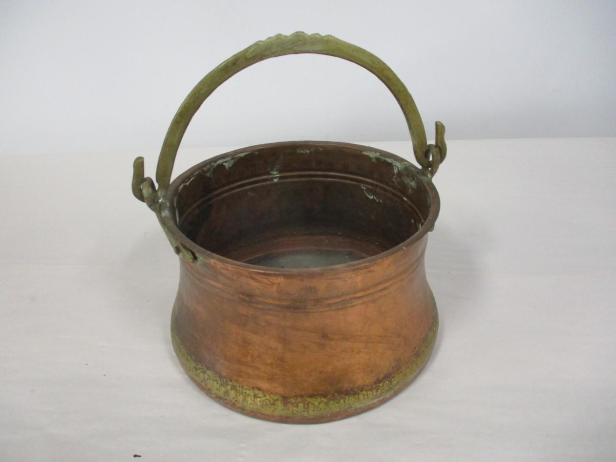Antique Copper Hanging Fireplace Kettle Pot