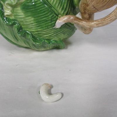Kaldun & Bogle Ceramic Monkey Handle Cabbage Leaf Pitcher