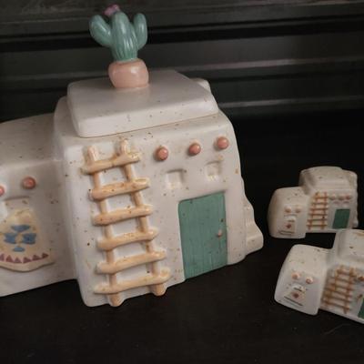 Adobe House cookie jar and shakers