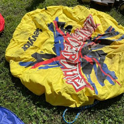 Inflatable Pull Behind Boat Tubes w Covers Lot of 2