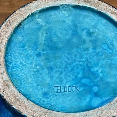 Two Blue Antique Vases By French Potter Theodore Deck