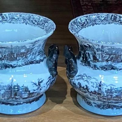 Two Large Victoria Ware Ironstone Vases