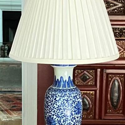 Blue And White Asian Lamp