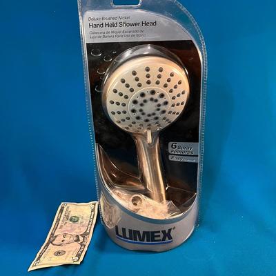 LUMEX NEW IN PACKAGE HAND HELD SHOWER HEAD BRUSHED NICKEL