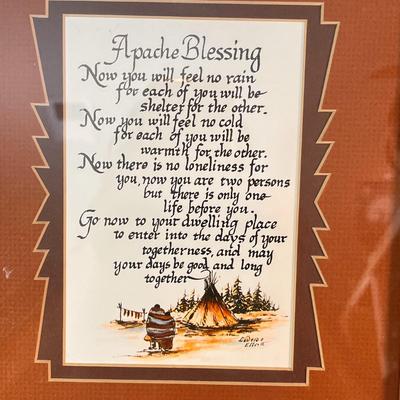 WOOD FRAMED, MATTED â€œAPACHE BLESSINGâ€ FOR MARRIAGE 