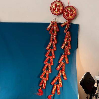 COLORFUL CHINESE HANGING DECORATION MEDALLION X 2