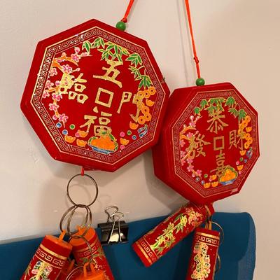 COLORFUL CHINESE HANGING DECORATION MEDALLION X 2