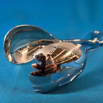 BEAUTIFUL HEAVY SALAD TONGS LIKE NEW GLEAMING CHROME-LIKE FINISH