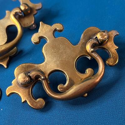 PAIR of BRASS BUTTERFLY STYLE DRAWER PULLS HARDWARE