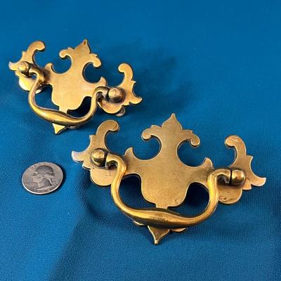 PAIR of BRASS BUTTERFLY STYLE DRAWER PULLS HARDWARE